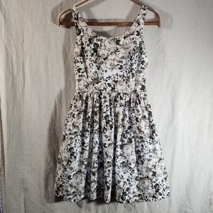 Garden Party Floral Rose Sundress Dress Sleeveless Brown Tan Cream Large